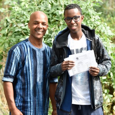 William Ellis head of year Horace Parry with GCSE student Hamsa Ali
